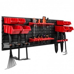 Tool wall 115 x 39 cm with Hooks and 8 Boxes + Tool holder