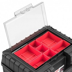 Tool case 38,4 x 33,5 x 14,4 cm with boxes and safety transport belt