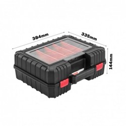 Tool case 38,4 x 33,5 x 14,4 cm with compartments and transport belt