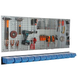 Werkzeugwand Metall 156x72 cm Lagersystem mit Werkzeughaltern Werkzeughaken und 12 Stapelboxen