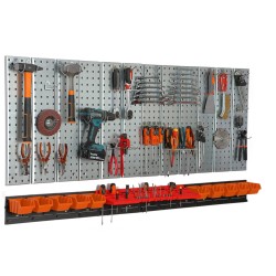 Werkzeugwand Metall 156x72 cm Lagersystem mit Werkzeughaltern Werkzeughaken und 10 Stapelboxen