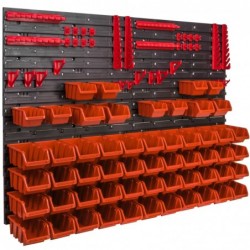 Tool wall 115 x 78 cm with Hooks and 56 Boxes