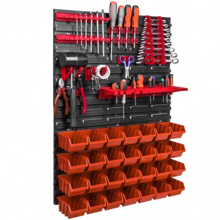 Tool wall 58 x 78 cm with Hooks and 28 Boxes