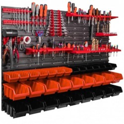 Tool wall 115 x 78 cm with Hooks and 32 Boxes