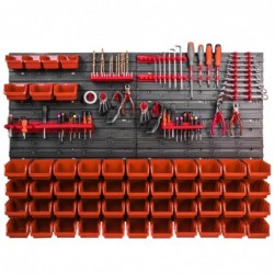 Tool wall 115 x 78 cm with Hooks and 51 Boxes