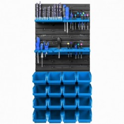 Tool wall 39 x 78 cm with Hooks and 16 Boxes