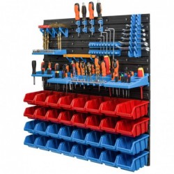 Tool wall 77 x 78 cm with Hooks and 32 Boxes